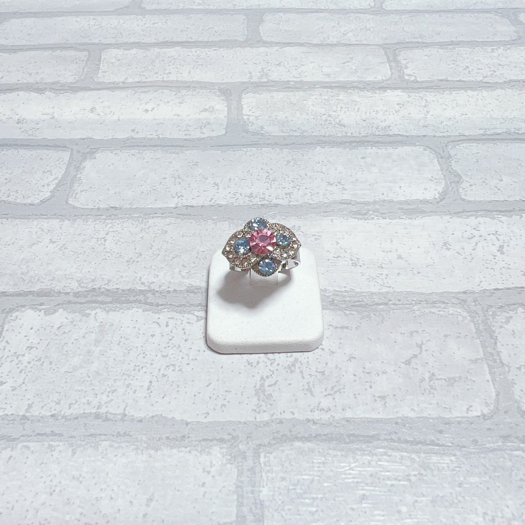 14号　リング　シルバー　silver　ピンクストーン　ブルーストーン レディースのアクセサリー(リング(指輪))の商品写真