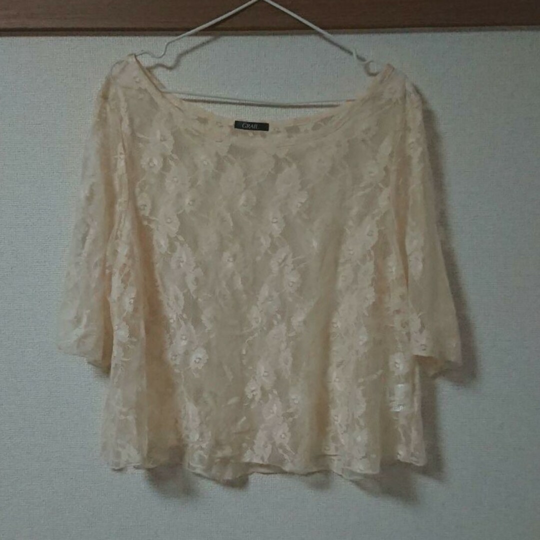 しまむら(シマムラ)の総レーストップス アイボリー レディースのトップス(カットソー(長袖/七分))の商品写真