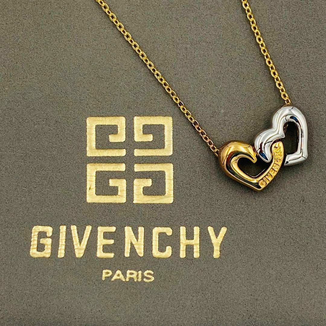 美品★GIVENCHY★ ネックレス ハート オープンハート シルバー ゴールド