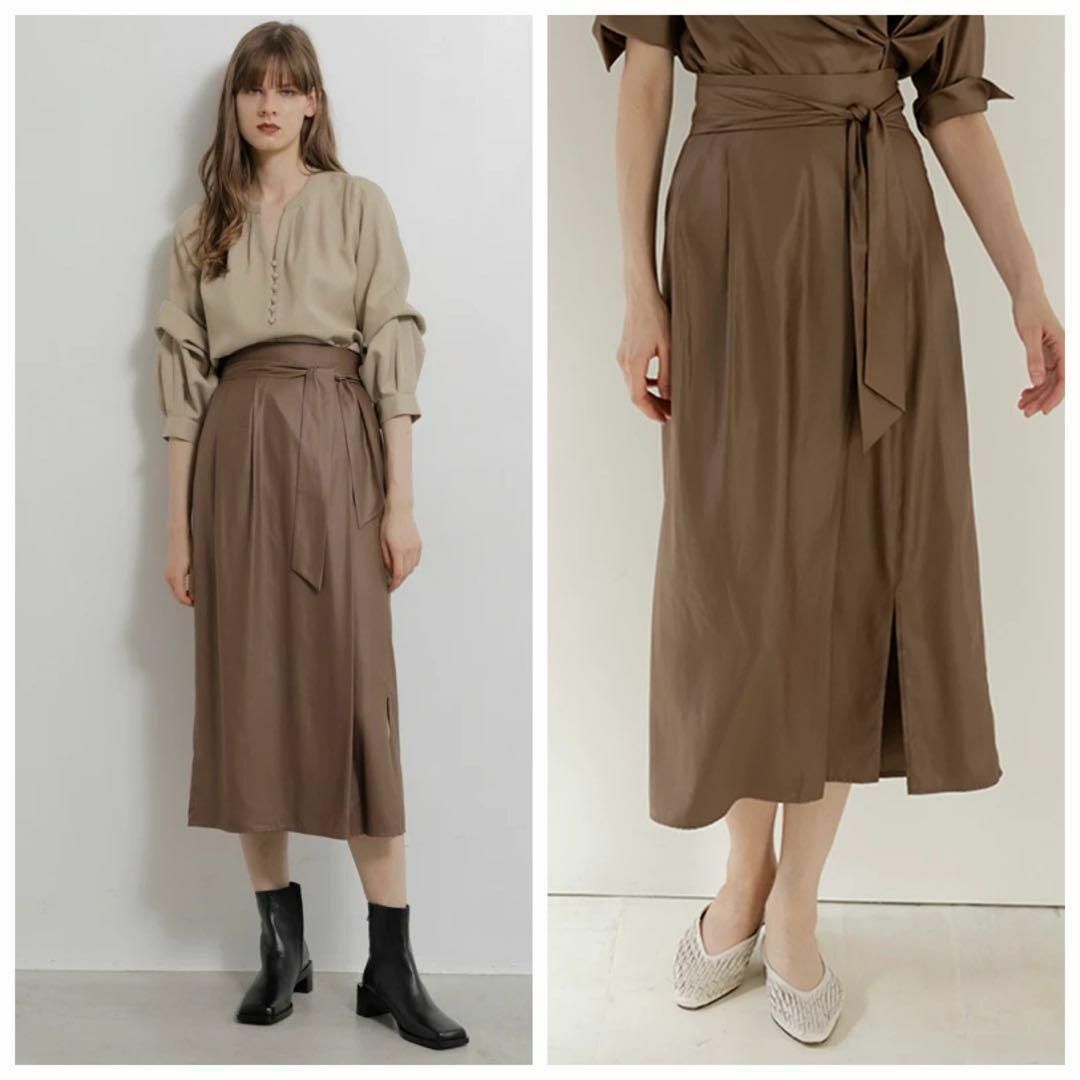 TONAL スカート レザーライクウエストリボン レディース M