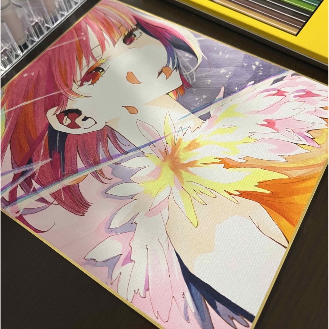 【完売】推しの子　有馬かな　ファンアート　手描きイラスト　中色紙　原画