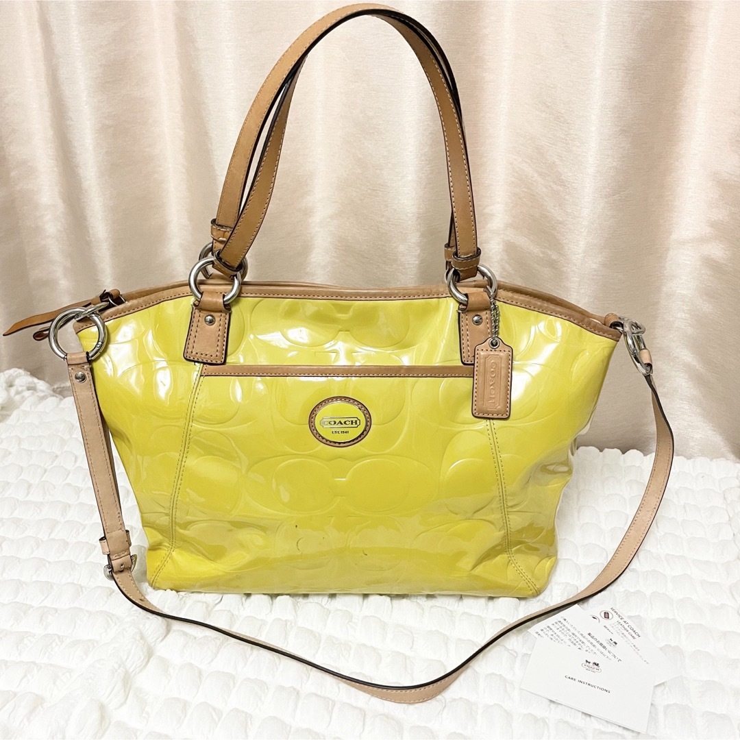 美品】COACH コーチ エナメル ショルダーバッグ トートバッグ バッグ