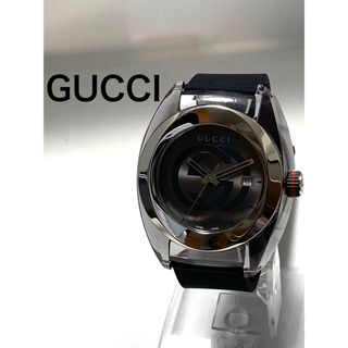 グッチ(Gucci)の美品！　GUCCI グッチ　電池&ベルト新品　留め具純正　メンズ腕時計(腕時計(アナログ))