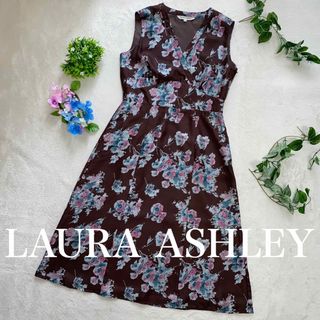 ローラアシュレイ(LAURA ASHLEY)のLAURA ASHLEY シルク100%  11号　L位　ノースリーブワンピース(ロングワンピース/マキシワンピース)