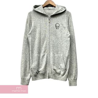 lucien pellat-finet Cashmere Zip Up Hoodie ルシアンペラフィネ カシミヤジップアップフーディ ニットパーカー スカル刺繍 グレー サイズS【230720】【-B】【me04】