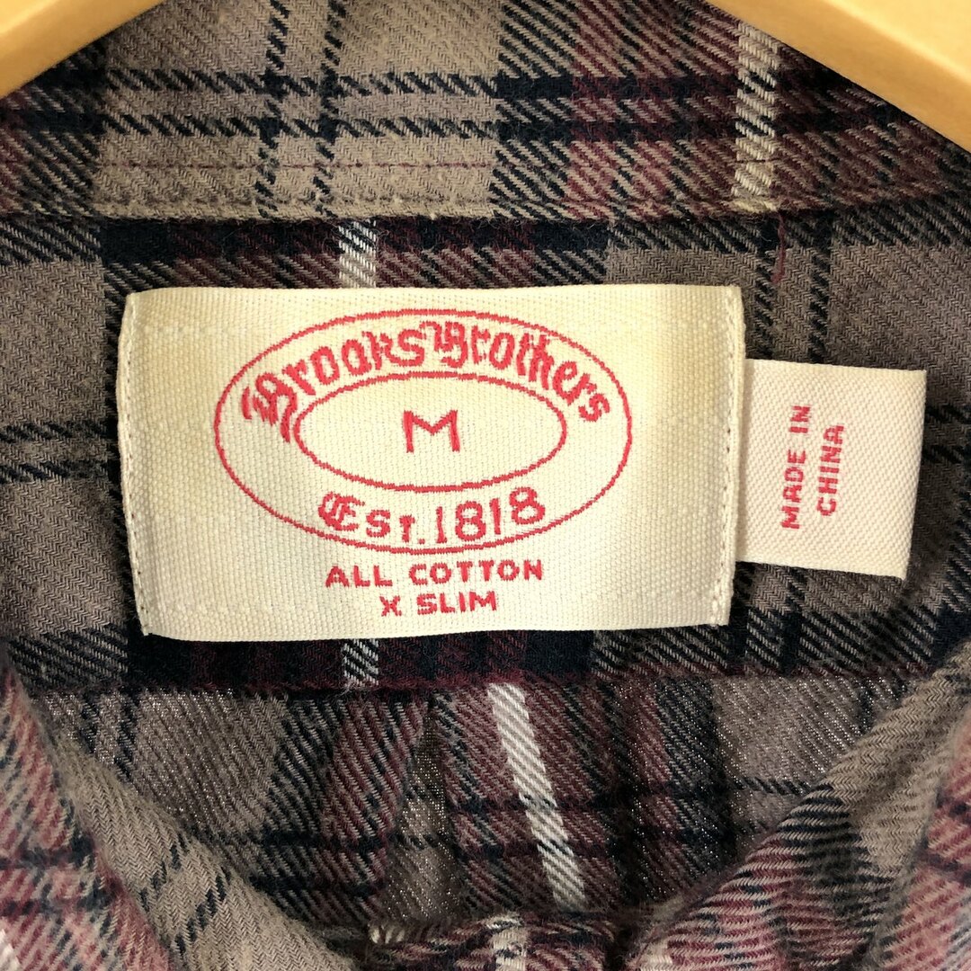 Brooks Brothers(ブルックスブラザース)の古着 ブルックスブラザーズ Brooks Brothers Est.1818 チェック柄 長袖 ボタンダウン ライトネルシャツ メンズM /eaa356843 メンズのトップス(シャツ)の商品写真