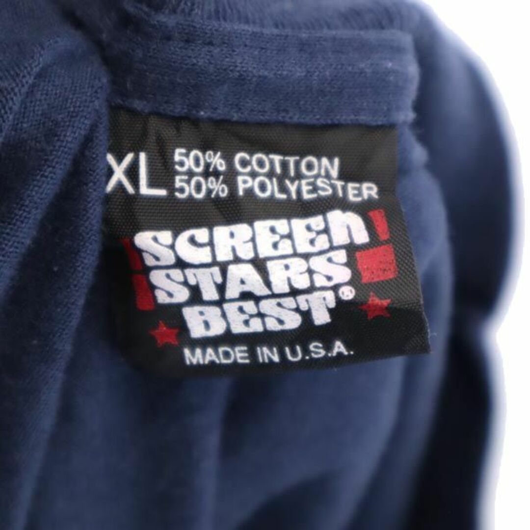 スクリーンスターズ 90s オールド USA製 プリント 半袖 Tシャツ XL ネイビー系 SCREEN STARS ロゴ メンズ 【中古】  【230721】 メール便可