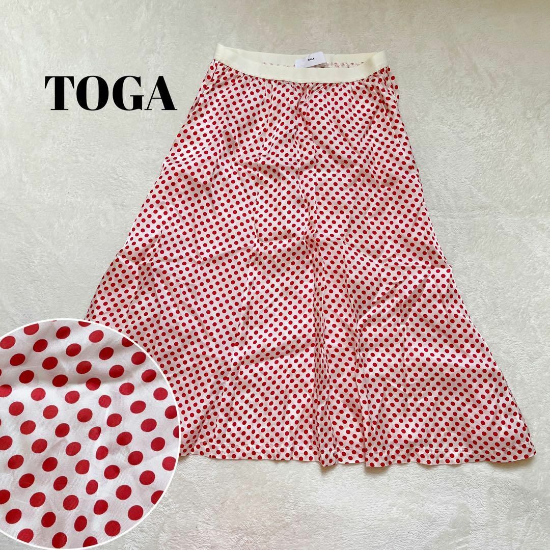 トーガプルラ TOGA PULLA ドット柄 赤 白 ひざ丈ワンピース トーガプルラ TOGA PULLA ドット柄 赤 白 ひざ丈ワンピース
