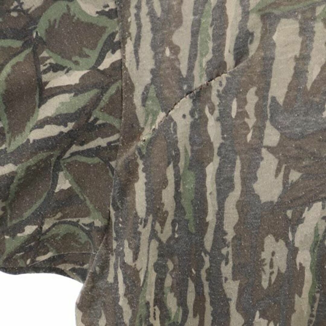 スパルタン 90s オールド USA製 総柄 半袖 Tシャツ XL カーキ系 SPARTAN 胸ポケット メンズ 【中古】 【230721】 メール便可