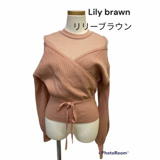 リリーブラウン(Lily Brown)のLily brawn リーリーブラウン　　ピンク肩開きセーター(ニット/セーター)