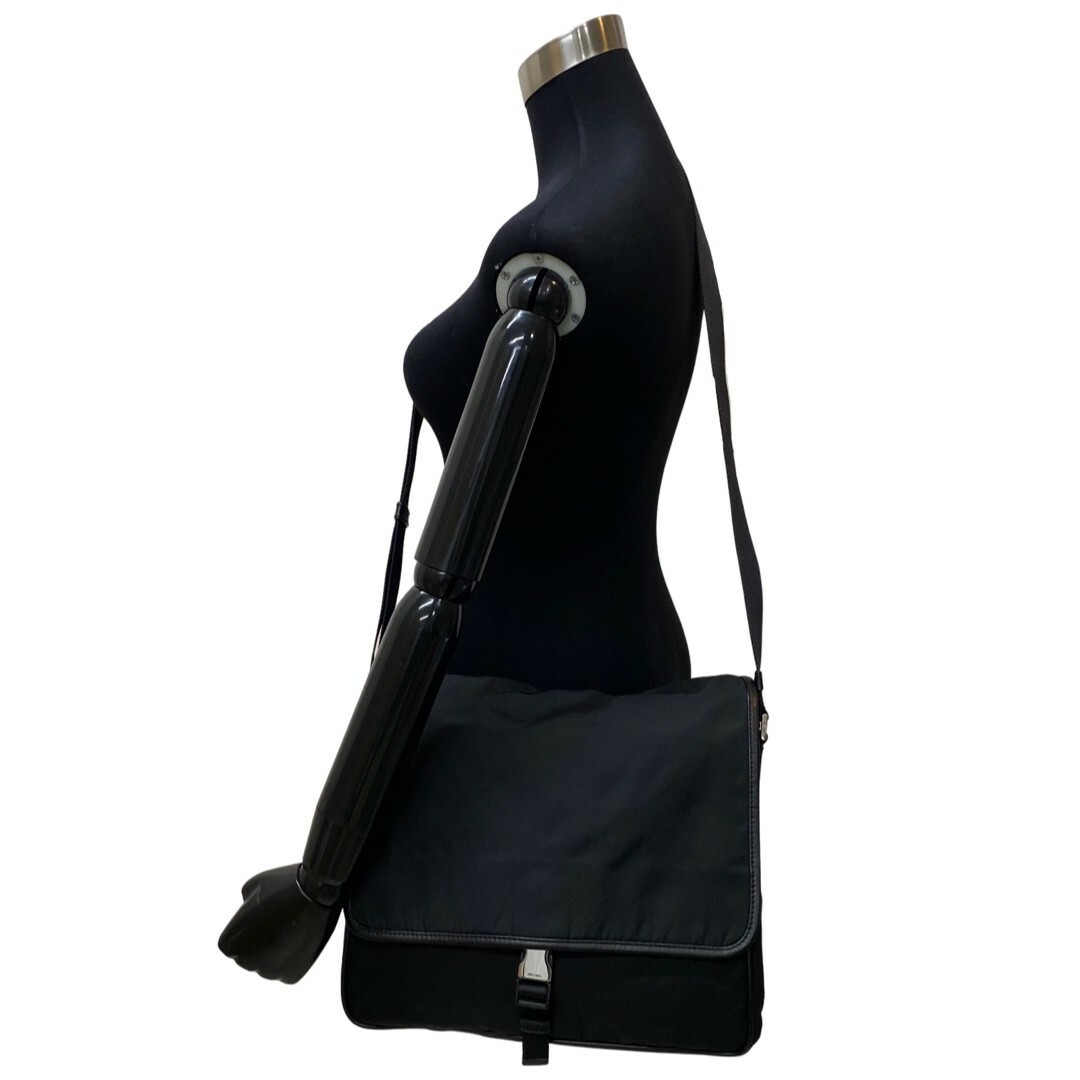 極 美品 PRADA プラダ 三角ロゴ 金具 ナイロン サフィアーノレザー 本