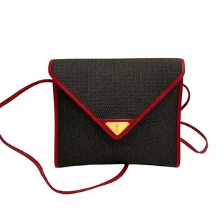 極 美品 YVES SAINT LAURENT イヴサンローラン YSL ロゴ 金具 レザー 本革 ミニ ショルダーバッグ ポシェット グレー レッド 29545