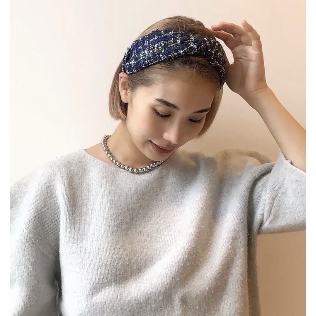 デコルテアクセサリー mix tweed head band イエロー レディースのヘアアクセサリー(カチューシャ)の商品写真