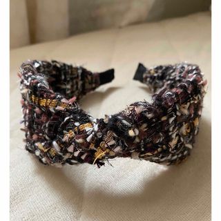 デコルテアクセサリー mix tweed head band イエロー(カチューシャ)