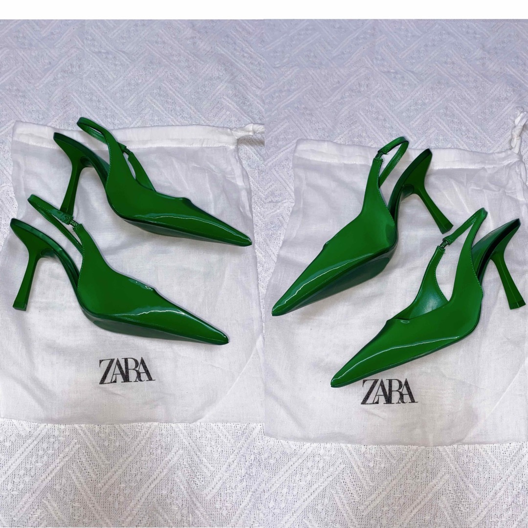 ZARA(ザラ)の【美品 38】ZARA エナメルヒールパンプス レディースの靴/シューズ(ハイヒール/パンプス)の商品写真