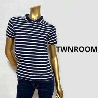 ツインルーム(TWNROOM)の【2918】TWNROOM ボーダー ポロシャツ F ネイビー(ポロシャツ)