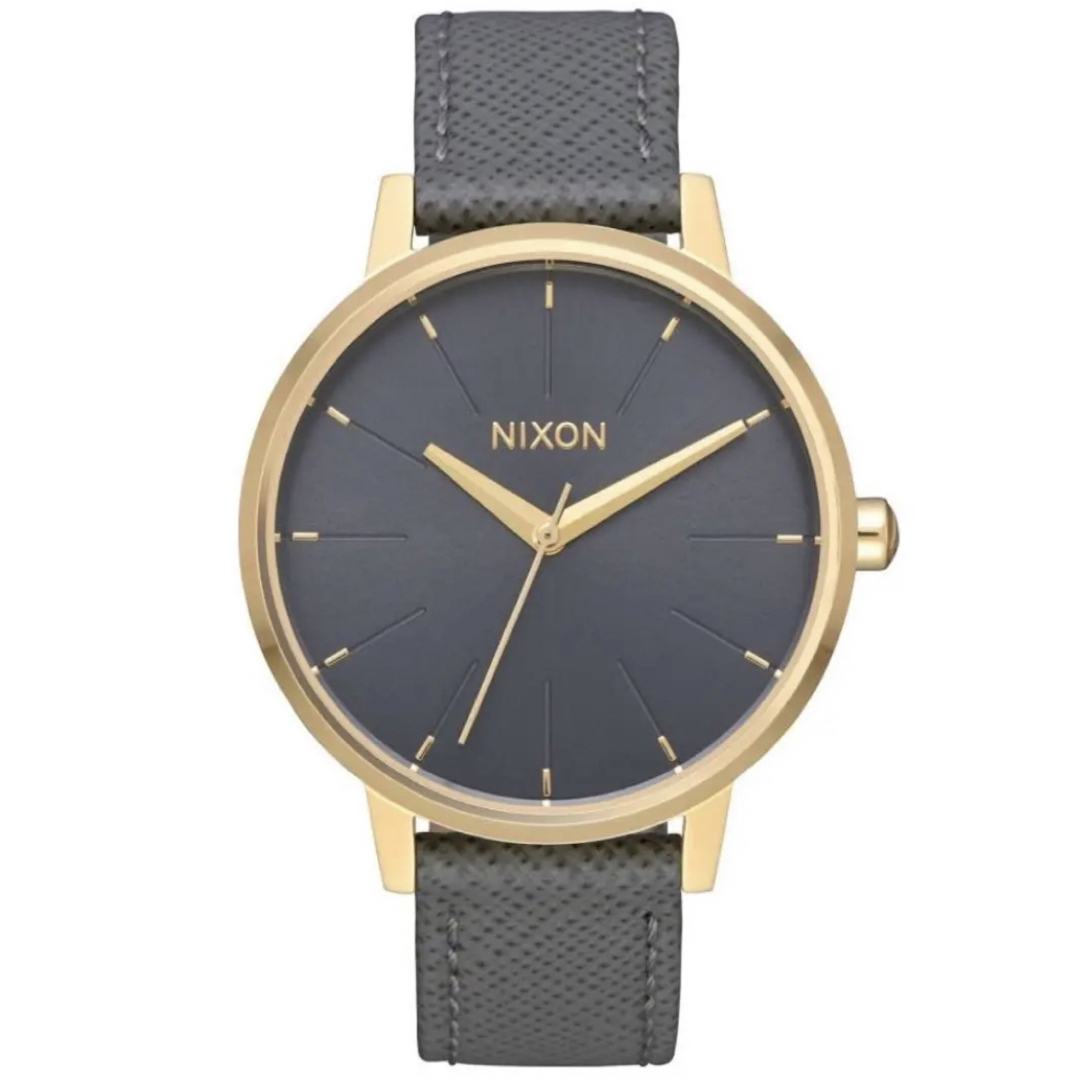 NIXON(ニクソン)の【新品】NIXON Kensington グレー&イエローゴールド レザー時計 レディースのファッション小物(腕時計)の商品写真