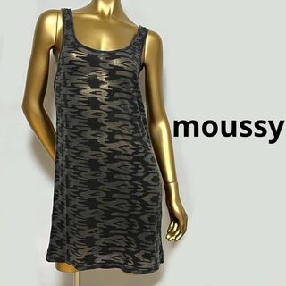 マウジー(moussy)の【2920】moussy エスニック柄 ノースリーブ 透けワンピース(ミニワンピース)