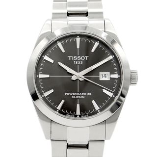 オリス(ORIS)の内部点検済 TISSOT ティソ ジェントルマン パワーマティック80 シリシウム T127.407.11.061.01 デイト 100m防水 裏スケ ダークグレー SS ステンレス メンズ 自動巻き T127407 A【6ヶ月保証】【腕時計】【中古】(腕時計(アナログ))