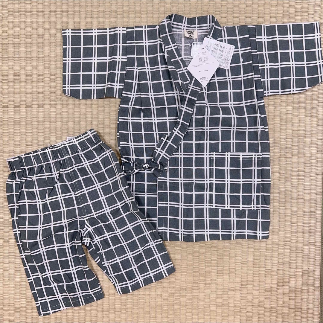 新品！甚平　サザンクロスチェック　110  男の子　子供用 キッズ/ベビー/マタニティのキッズ服男の子用(90cm~)(甚平/浴衣)の商品写真