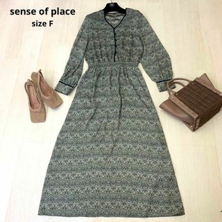 センスオブプレイスバイアーバンリサーチ(SENSE OF PLACE by URBAN RESEARCH)のsense of place センスオブプレイス　花柄ワンピース　ワンピース(ロングワンピース/マキシワンピース)