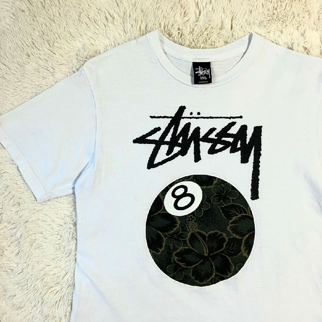 STUSSY   Stussyステューシー 8ボール ロゴプリント Tシャツ 白 M