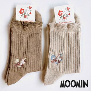 ムーミン(MOOMIN)の ムーミン ムーミンママ ワンポイント刺繍 ロークルーリブソックス  靴下 2足(ソックス)