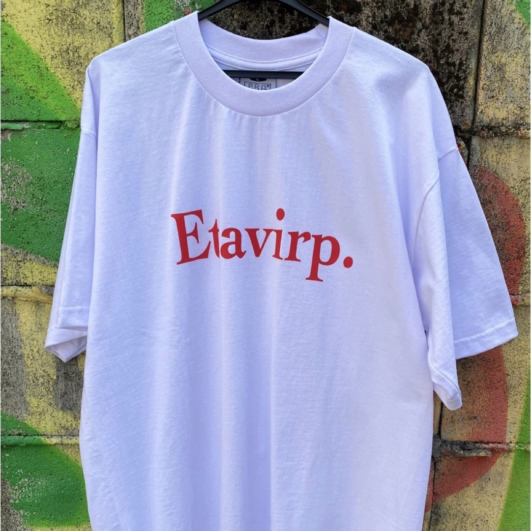 Etavirp Logo T-Shirt. White × Candy Red