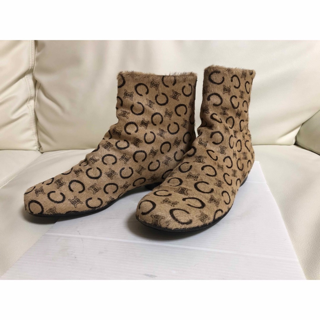CELINE セリーヌ トリオンフ総柄 ハラコショートブーツ 35