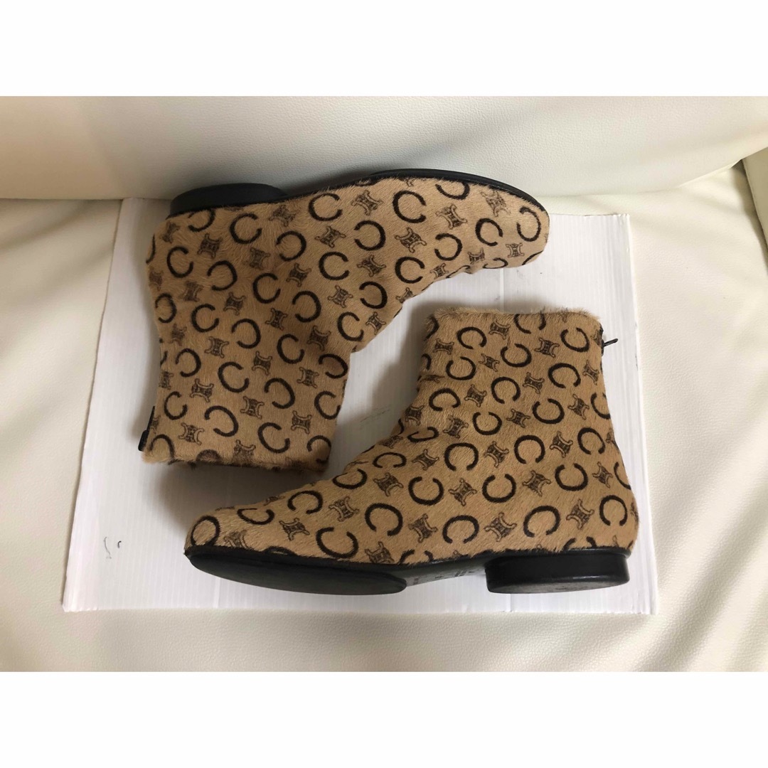 CELINE セリーヌ トリオンフ総柄 ハラコショートブーツ 35