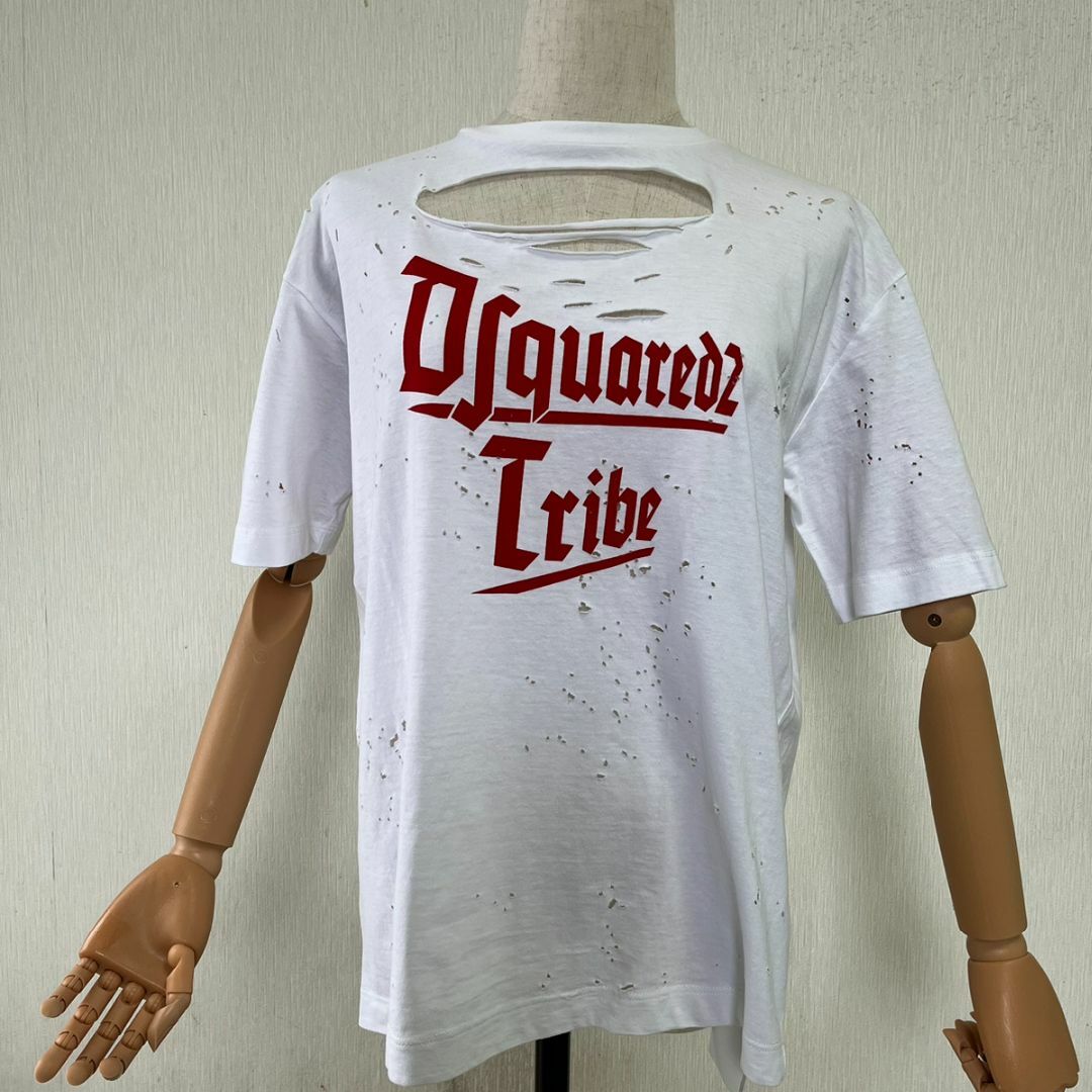 匿名配送☆DSQUARED2☆コットン ダメージ Tシャツ ホワイト