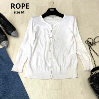 ロペ(ROPE’)のROPE ロペ　薄手カーディガン　カーディガン　ホワイト　Mサイズ　春服　秋服(カーディガン)