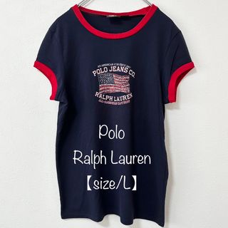 ポロラルフローレン(POLO RALPH LAUREN)のPolo〜/ポロラルフローレン★半袖リンガーTシャツ★ネイビー×レッド/紺赤★L(Tシャツ(半袖/袖なし))