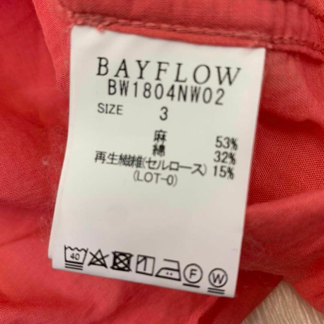 BAYFLOW(ベイフロー)のBAYFLOW ベイフロー　リネンシャツ　シャツ　3サイズ　レッド　長袖 レディースのトップス(シャツ/ブラウス(長袖/七分))の商品写真