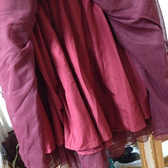 LOWRYS FARM(ローリーズファーム)のボルドー＊チュールスカート レディースのスカート(ミニスカート)の商品写真