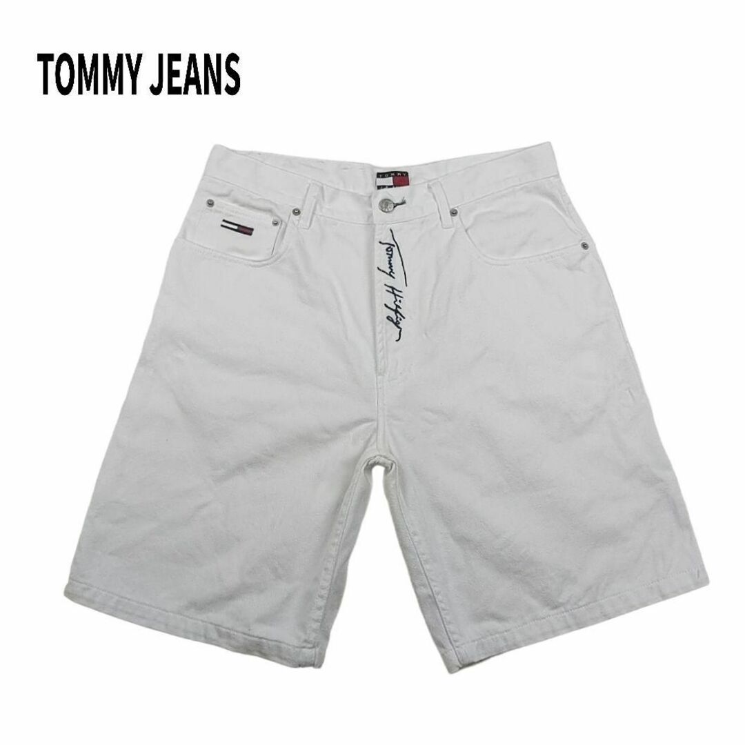 TOMMY JEANS(トミージーンズ)のOLD TOMMY JEANS ホワイト デニム ハーフ パンツ ジーンズ メンズのパンツ(ショートパンツ)の商品写真