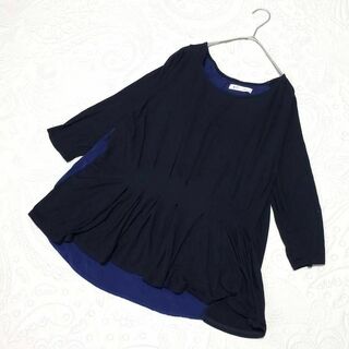 ブージュルード(Bou Jeloud)のブージュルード レディース【F】七分袖カットソー♡レーヨン混 シンプル♡青紫黒(カットソー(長袖/七分))