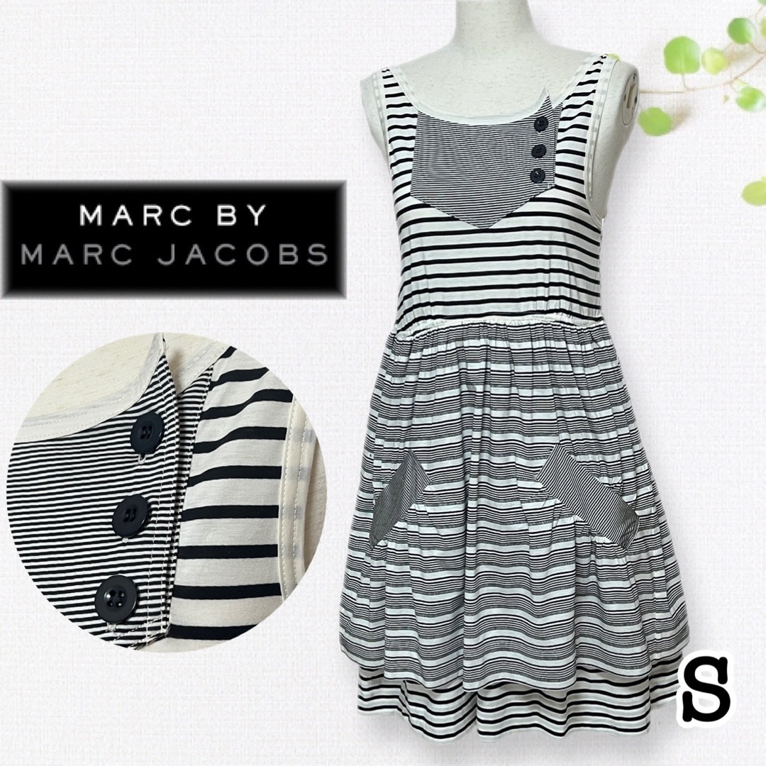 MARC BY MARC JACOBS(マークバイマークジェイコブス)のマークバイマークジェイコブス ＊ ボーダーカットソーノースリーブワンピース レディースのワンピース(ミニワンピース)の商品写真