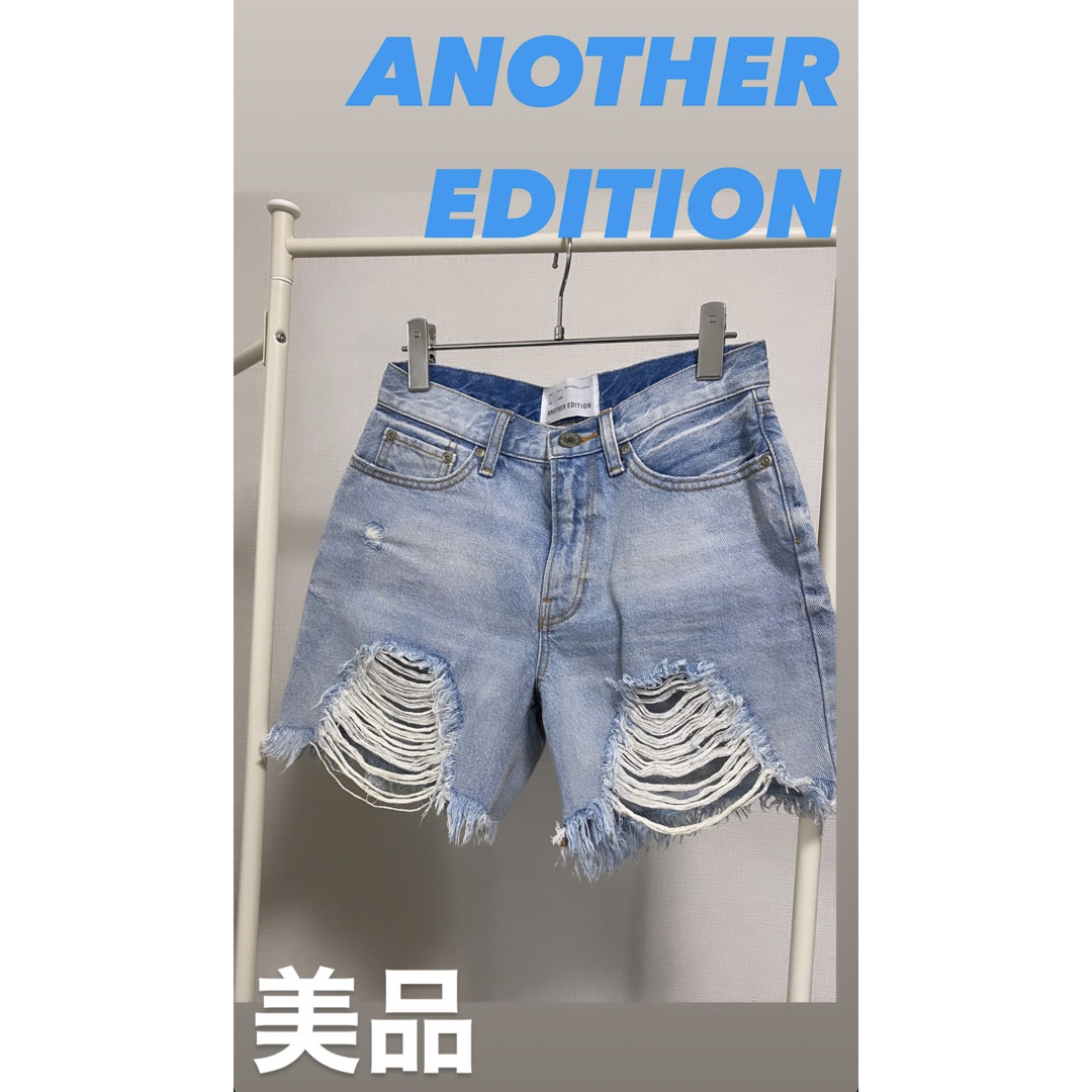 ANOTHER EDITION(アナザーエディション)のANOTHER EDITION デニム　ハーフパンツ　ダメージデニム　ショーパン レディースのパンツ(デニム/ジーンズ)の商品写真