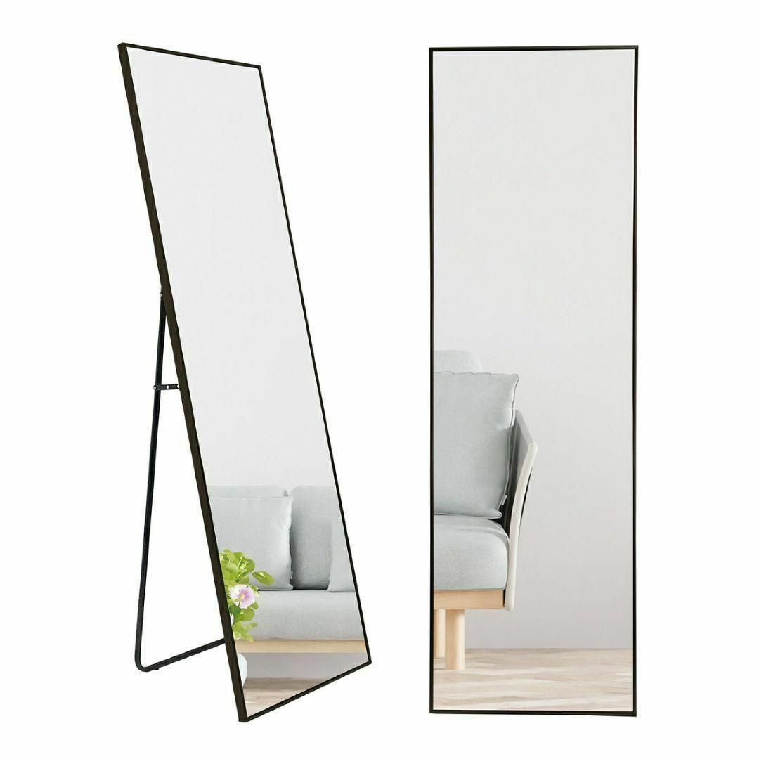 スタンドミラー 150cmx40cm 全身鏡 ブラック 1423 スタンドミラー 壁掛け 全身 鏡 姿見鏡 150cmx40cm ホワイト