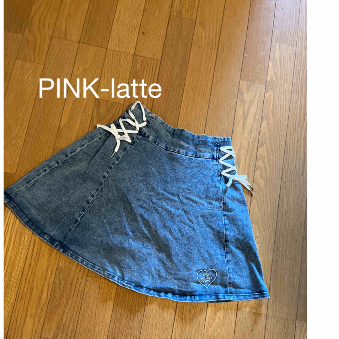 PINK-latte(ピンクラテ)の値下げ☆PINK-latte 160 デニムスカート キッズ/ベビー/マタニティのキッズ服女の子用(90cm~)(スカート)の商品写真