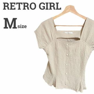 レトロガール(RETRO GIRL)のレトロガール レディース【M】短袖ブラウス♡コットン混 セクシー♡ベージュ(シャツ/ブラウス(半袖/袖なし))