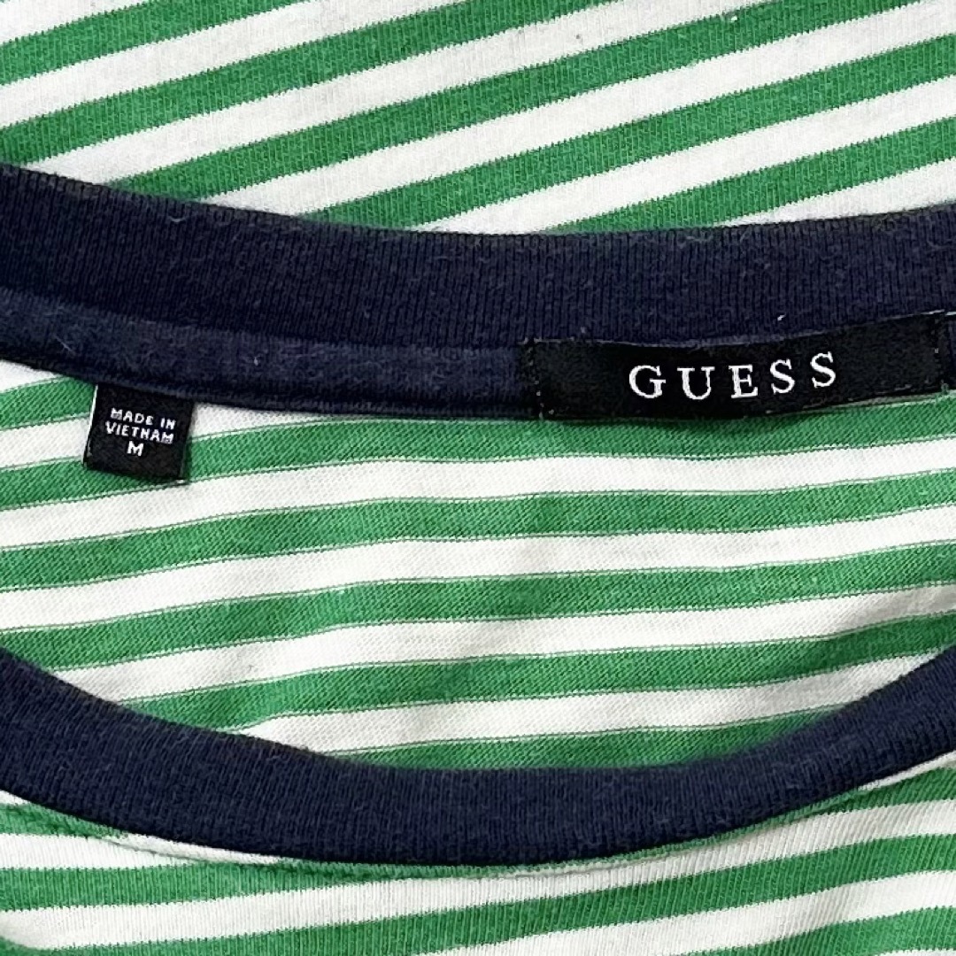 GUESS(ゲス)のGUESS/ゲス★半袖ボーダーTシャツ★グリーン×ホワイト×ネイビー/緑白紺★M メンズのトップス(Tシャツ/カットソー(半袖/袖なし))の商品写真