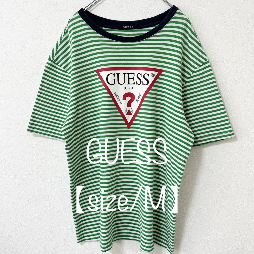 GUESS(ゲス)のGUESS/ゲス★半袖ボーダーTシャツ★グリーン×ホワイト×ネイビー/緑白紺★M メンズのトップス(Tシャツ/カットソー(半袖/袖なし))の商品写真