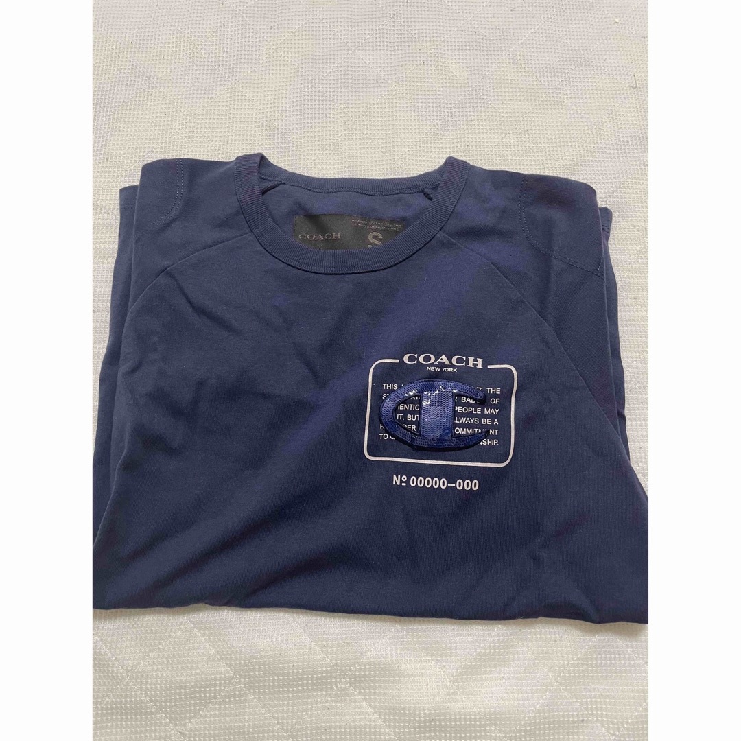 COACH X CHAMPION スパンコール ロゴ 半袖Ｔシャツ NAVY