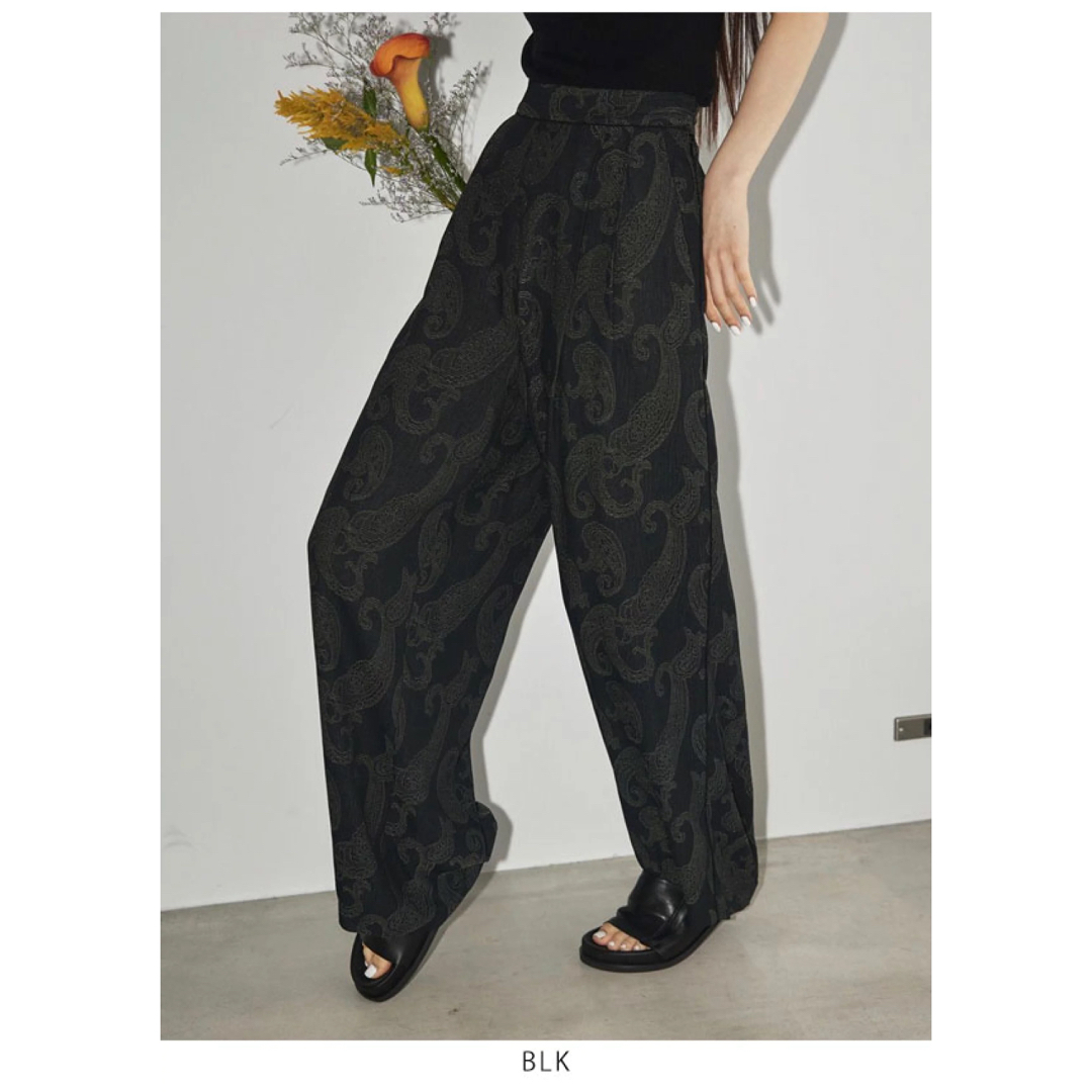 TODAYFUL＊Paisley Rough Pants ブラック レディースのパンツ(カジュアルパンツ)の商品写真