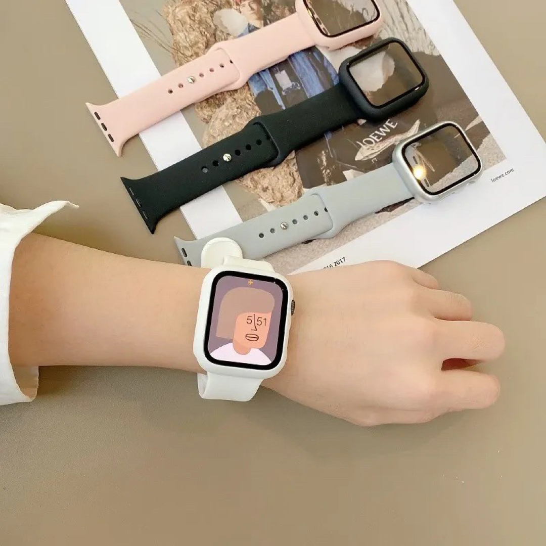 Apple Watch(アップルウォッチ)のApple Watch ケース ラバーバンド ブラック 42㎜ S  スマホ/家電/カメラのスマホアクセサリー(モバイルケース/カバー)の商品写真