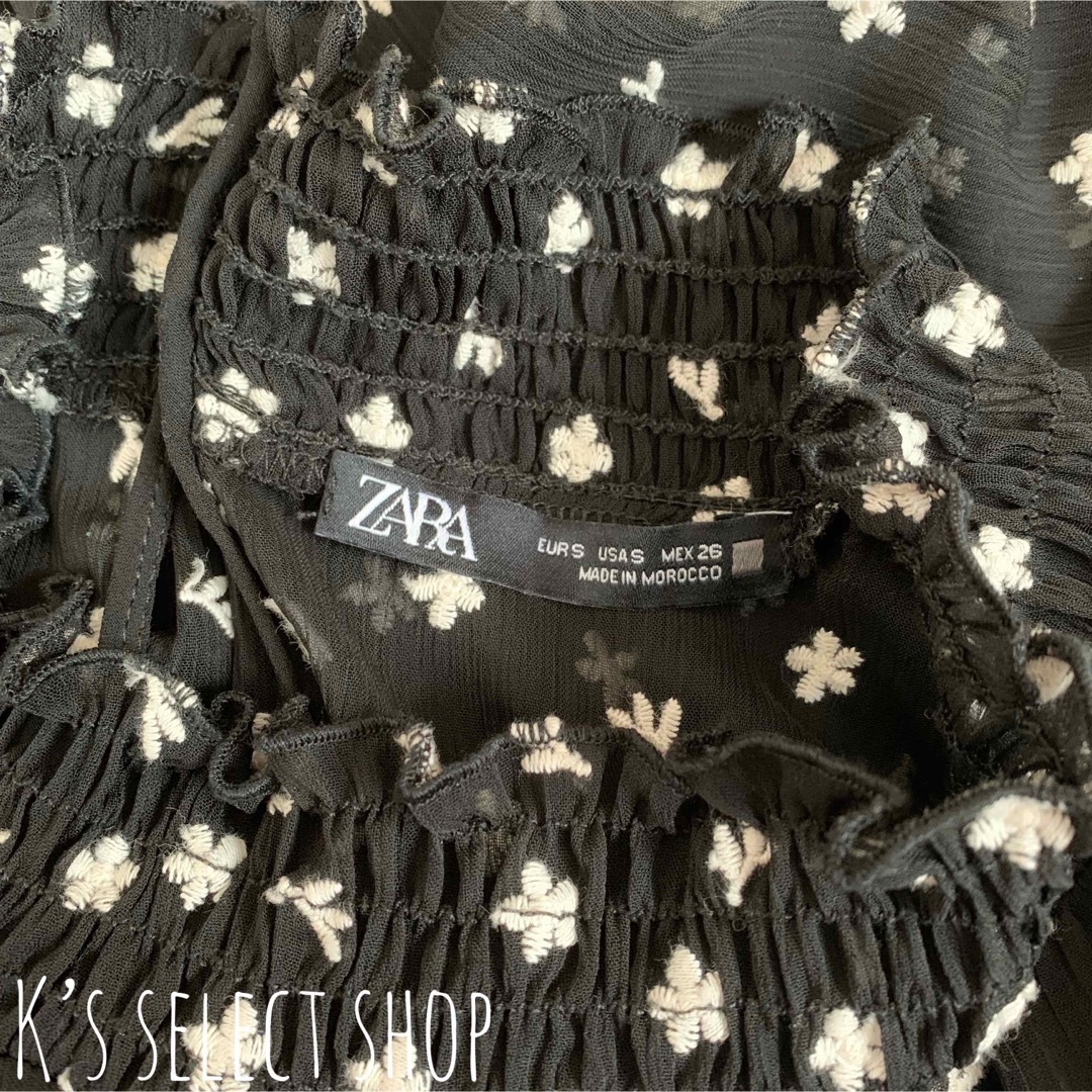 ZARA(ザラ)の専用【ZARA ザラ】花柄 刺繍 シアー ハイネック ロングワンピース S レディースのワンピース(ロングワンピース/マキシワンピース)の商品写真