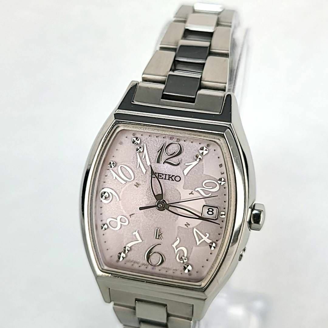 ☆【美品稼働品】SEIKO ルキア チタン ピンク文字盤 デイト トノー型