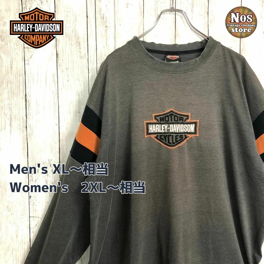 HARLEY-DAVIDSON ハーレーダビッドソン ロンT 刺繍ロゴ - Tシャツ